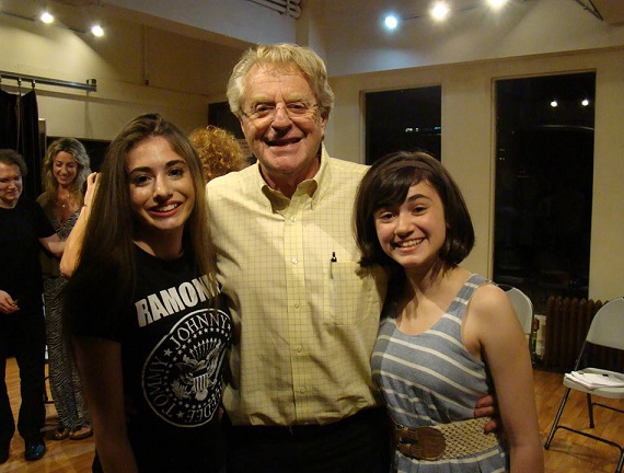 Brigid and Shannon Harrington with Jerry Springer at 'The House Arrest Rooneys' reading