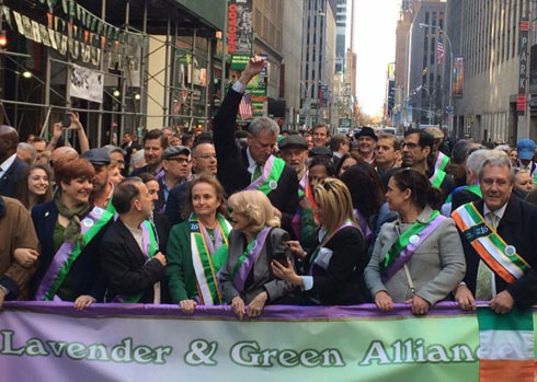 Brigid marches with the Lavender and Green Alliance