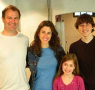 Brigid Harrington, Neil Helligers, Felicia Greenfield and Jake Goris on the set of Hasbro Nab-it