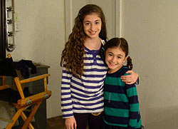 Brigid Harrington and sister Shannon on the set of Ikea commercial